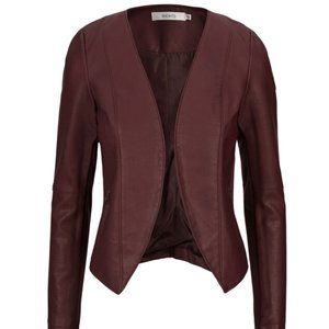 Burgundy Faux Leather Blazer
